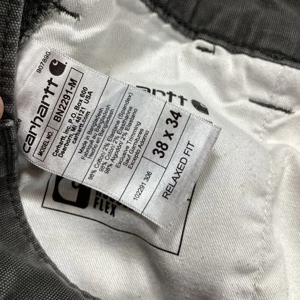Carhartt BN2291-M Rugged Flex Relaxed Fit Canvas Work Pants 38x33 Gray